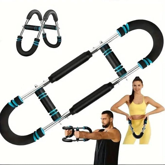 Twister Arm Trainer, 60-100lb Adjustable Chest & Arm Workout Tool, Compact Twister Arm Strengthener, Portable Power Twister Bar with Snap - Together Detachable Design for Fitness Anywhere(Blue)