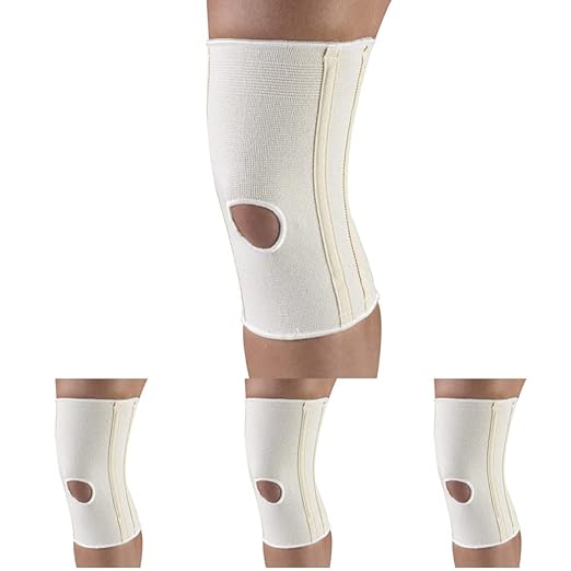 Knee Brace Flexible Stays Knit Elastic, White, Large (Pack of 4)