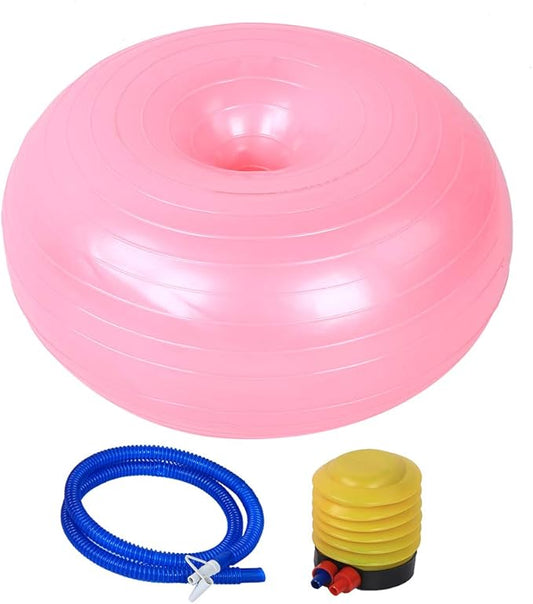 Yoga Ball - 50cm Exercise Ball - PVC Doughnut Shape - Yoga Ball Chair - Balance Trainer - Thicken Anti-Explosion Inflatable Seating Exercise - for Office & Home & Gym