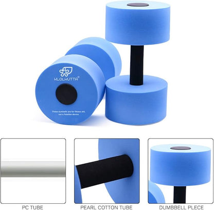 Water Dumbbells, Blue Aqua Dumbbells Set High-Density EVA-Foam Dumbell Resistance for Water Aerobics Fitness and Pool Exercises