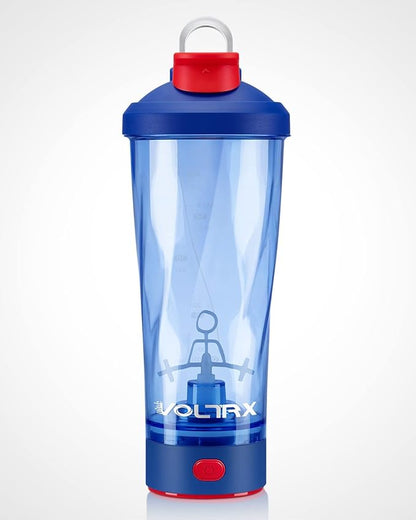 VOLTRX Electric Shaker Bottle - VortexBoost Portable USB C Rechargeable Protein Shake Mixer, Shaker Cups for Protein Shakes, BPA Free, Waterproof, Colored Light Base, 24 oz (Power Blue)