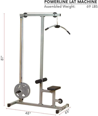 Powerline by Body-Solid (PLM180X) LAT Pull Down Machine - Home Gym with High & Low Pulleys, Heavy Gauge Steel Construction, Includes LAT and Low Row Bars