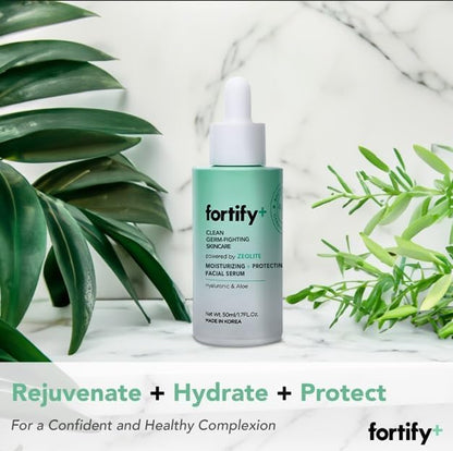 9-in-1 Hyaluronic Acid Serum for Face with Aloe & Zeolite - Natural Germ-Fighting Skincare, Derm-Tested - Moisturizing & Protecting, Clean Beauty, Made in Korea - 50ML/1.67Fl Oz