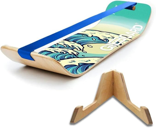 GIBBON GiBoard Balance Board for Adults & Kids - Slackline Workout Equipment Home Gym Training - Wooden Wobble Board Balance Trainer - Standing Desk Exercise - Yoga, Agility, Pilates, Core, Snowboard