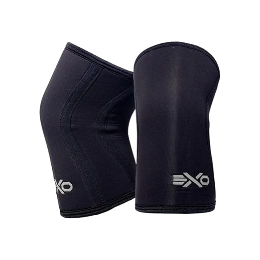 Exo Knee Compression Sleeves, Triple-Reinforcement Neoprene Sleeves for Women and Men, High-Performance Knee Compression Support for Squats, Weight Lifting, Powerlifting & Training Sleeve (7mm, Black)