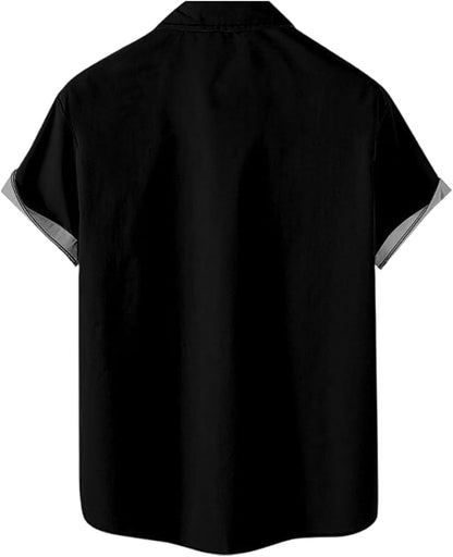 Music Shirts for Men Hawaiian Bowling Vintage Print Short Sleeve Casual Button Down Beach Big Tall Shirt