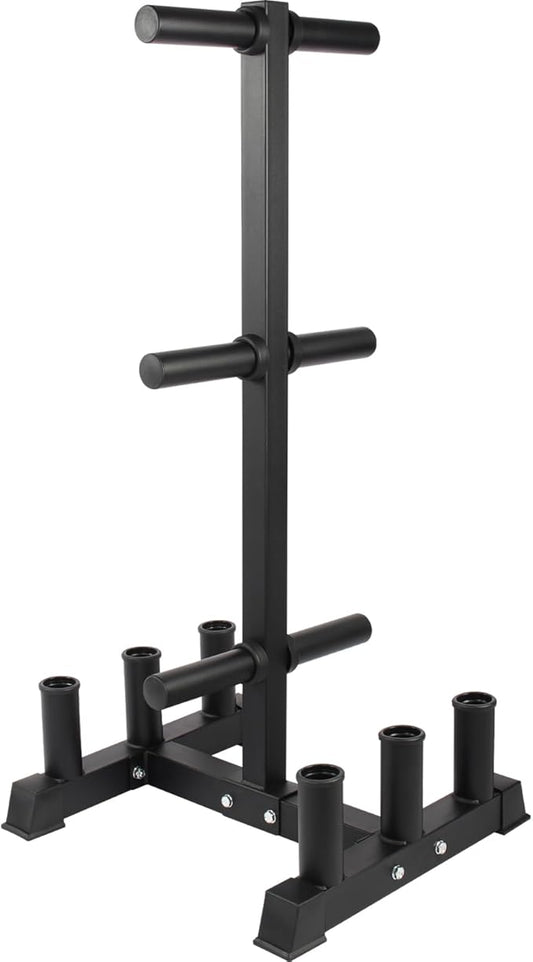 Olympic Weight Plate Rack Plate Trees for Bumper Plate Storage, 2 Inch Weight Plate Tree and Vertical Barbell Holder for Home Gym, 4-Pegs 6-Pegs Olympic Weight Tree, Capable of Holding Up to 880LB
