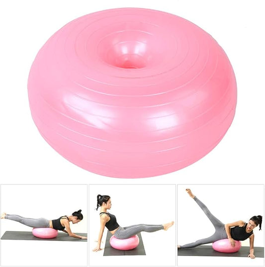 Yoga Ball - 50cm Exercise Ball - PVC Doughnut Shape - Yoga Ball Chair - Balance Trainer - Thicken Anti-Explosion Inflatable Seating Exercise - for Office & Home & Gym