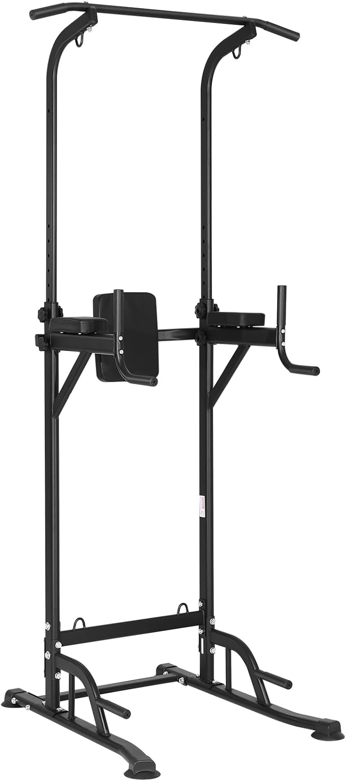 VEVOR Power Tower Dip Station 10-Level Height 7-Level Adjustable 440LBS