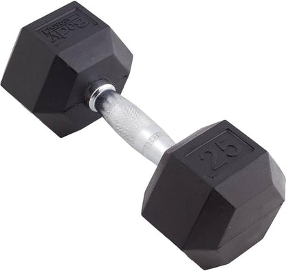 Body Sport Rubber Encased Hex Dumbbell Weight, Single – Dumbbells for Exercises – Strength Training Equipment – Home Gym Accessories – Weight Training