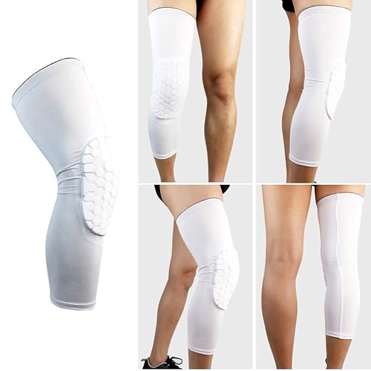 PISIQI Knee Pads Compression Pads Long Leg Sleeve Collision Avoidance Brace Protection Knee Sleeve for Basketball Football Volleyball Cycling (1 Pair)