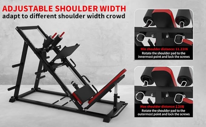 Leg Press Hack Squat Machine Combo, Professional Adjustable Leg Exercise Machine with Linear Bearing, Hack Squat Leg Press Machine with Weight Storage Posts for Full Lower Body Workout, 1500LBS
