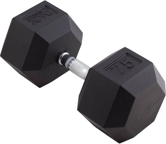 Body Sport Rubber Encased Hex Dumbbell Weight, Single – Dumbbells for Exercises – Strength Training Equipment – Home Gym Accessories – Weight Training
