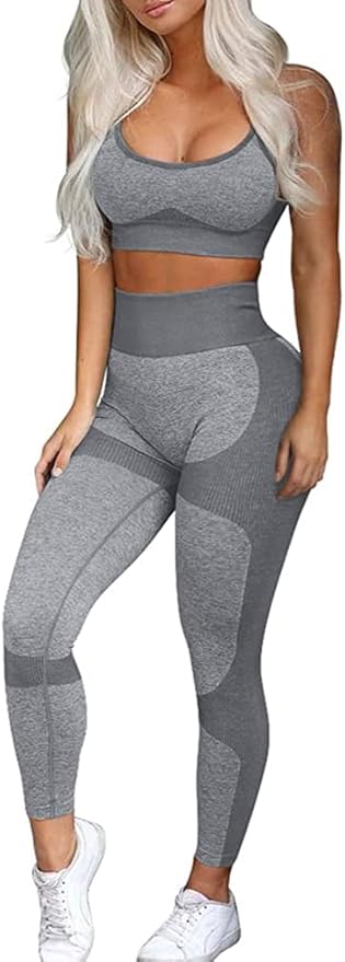 OLCHEE Women’s Workout Sets 2 Piece - Seamless Yoga Leggings and Cross-Strap Sports Bra Gym Outfits Activewear Matching Set