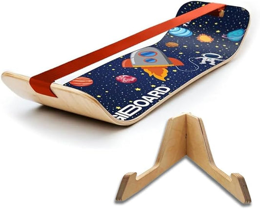 GIBBON GiBoard Balance Board for Adults & Kids - Slackline Workout Equipment Home Gym Training - Wooden Wobble Board Balance Trainer - Standing Desk Exercise - Yoga, Agility, Pilates, Core, Snowboard