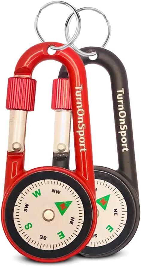 Carabiner Clip On Compass Hiking - Compact Compass 2 pcs