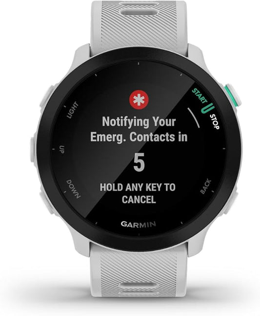 Garmin Forerunner 55, GPS Running Watch with Daily Suggested Workouts, Up to 2 weeks of Battery Life, White