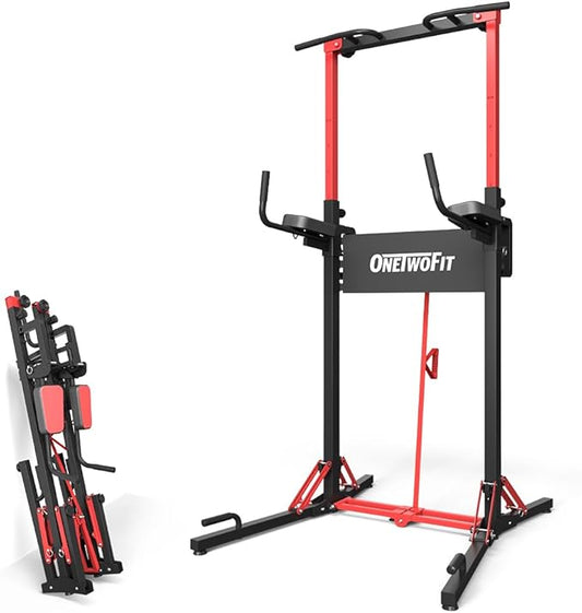 ONETWOFIT Power Tower Pull Up Bar Station 400LBS