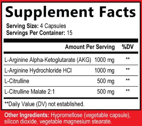 N.O. Nitric Oxide Booster 3000mg with L-Arginine, L-Citrulline - Non-GMO, Gluten-Free, Vegan - Pre-Workout Supplement for Muscle Growth, Stamina, Energy, Pumps, Vascularity - 60 Capsules