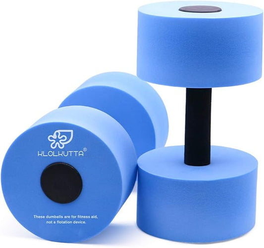 Water Dumbbells, Blue Aqua Dumbbells Set High-Density EVA-Foam Dumbell Resistance for Water Aerobics Fitness and Pool Exercises