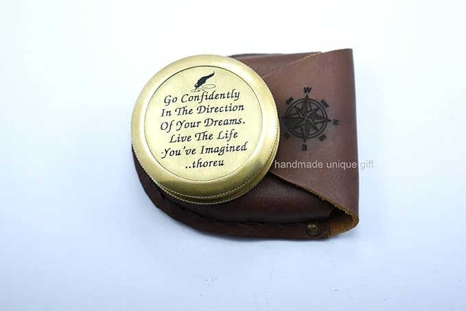 Thoreau's Go Confidently Quote Engraved Compass Poem