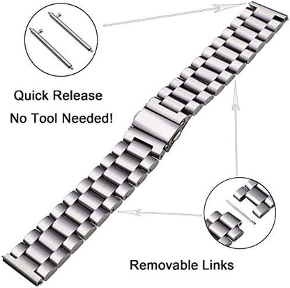 FitTurn Bands Compatible with Letscom, Letsfit, Lintelek, Yamay SmartWatch -Replacement Classic Stainless Steel Metal WatchBand for ID205L, ID205U,ID215G, ID205, ID216, ID205S, SW021