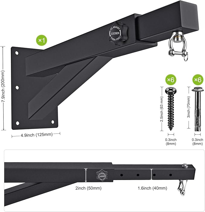 BeneLabel Wall Mount Heavy Bag Hanger, Heavy Duty Punching Bag Stand, Boxing Bag Bracket for Home Gym Indoor Outdoor, 800 LB Capacity