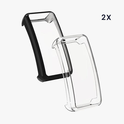 kwmobile Case Compatible with Fitbit Inspire 3 / Inspire 2 / Ace 3 Case - 2X TPU Silicone Fitness Tracker Cover - Transparent/Black