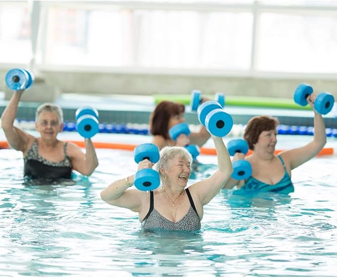 Water Dumbbells, Blue Aqua Dumbbells Set High-Density EVA-Foam Dumbell Resistance for Water Aerobics Fitness and Pool Exercises