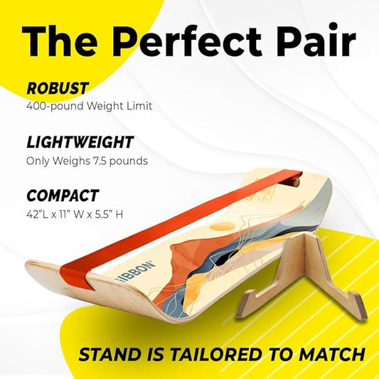 GIBBON GiBoard Balance Board for Adults & Kids - Slackline Workout Equipment Home Gym Training - Wooden Wobble Board Balance Trainer - Standing Desk Exercise - Yoga, Agility, Pilates, Core, Snowboard