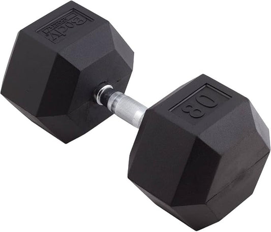 Body Sport Rubber Encased Hex Dumbbell Weight, Single – Dumbbells for Exercises – Strength Training Equipment – Home Gym Accessories – Weight Training