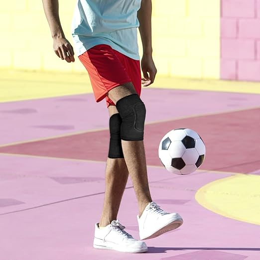 Sibba Kids Knee Pad, Breathable Elastic Knee Brace, Anti-Slip Padded Sponge Knee Protector for Volleyball Dance Running Skating Basketball Football Sports (Black)