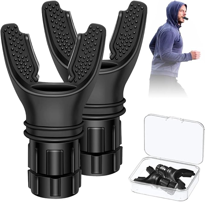 Portable Breathing Trainer Fitness,2pcs Black