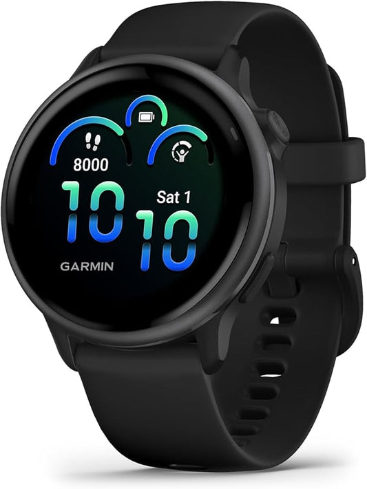 Garmin Vivoactive 6 Fitness GPS Smartwatch AMOLED Display Slate with Black Silicone Band, 11-Day Battery, 80+ Sports Modes, Activity Tracking Smart Features, Music, Contactless Payments Bundle