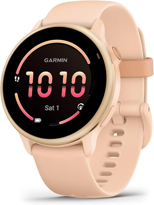 Garmin Vivoactive 6 Smartwatch Metallic Pink Dawn with Pink Band Best Fitness GPS Smart-Watch with AMOLED Display, 11-Day Battery, 80+ Sports Apps, Activity Tracking Watch Bundle for Men &Women