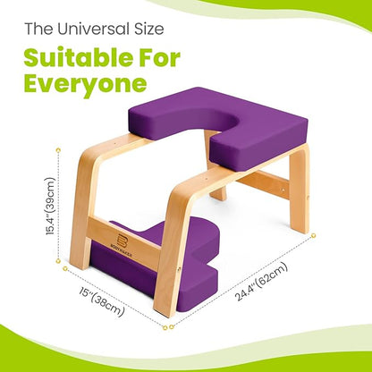 Yoga Headstand Bench, Stand Yoga Chair for Balance Training, Core Strength Building, Upside Down Chair for Relaxation, Handstand Trainer Inversion Chair for Home Gym (Wood Purple)