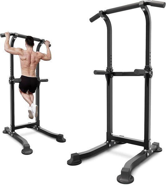 ZENOVA Pull Up Bar Dip Bar Power Tower Workout Dip Station Height Adjustable Free Standing Chin Up Bar for Men Women Teens 300LBS Weight Capacity