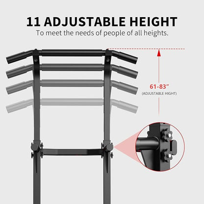 ZENOVA Pull Up Bar Dip Bar Power Tower Workout Dip Station Height Adjustable Free Standing Chin Up Bar for Men Women Teens 300LBS Weight Capacity