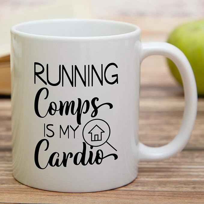 Retreez Funny Mug - Running Comps is My Cardio Realtor Real Estate Agent 11 Oz Ceramic Coffee Mugs - Funny, Sarcasm, Motivational, Inspirational birthday gifts for friends, coworkers, siblings dad mom