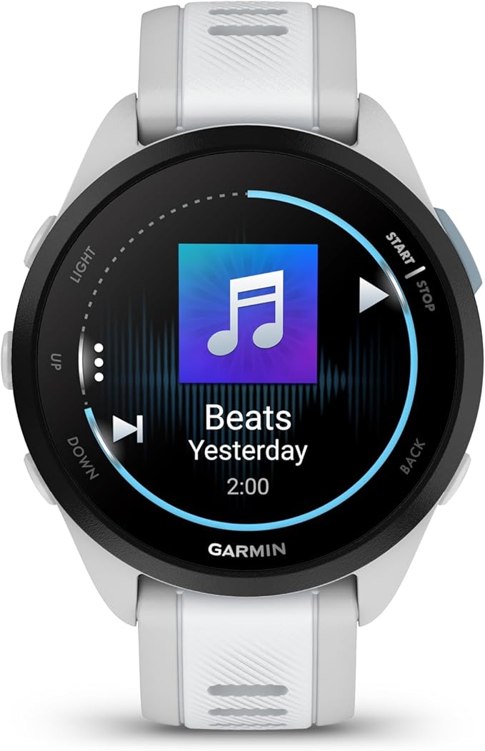Garmin Forerunner 165 Music GPS Running Smartwatch, Fitness Tracker Smart Watch for Men and Women Bundle with Accessories - Mist Gray/Whitestone