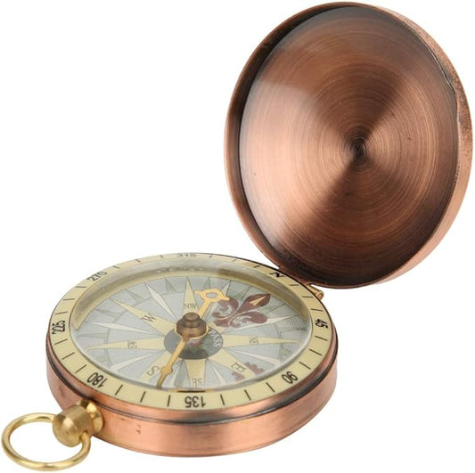 Portable Vintage Retro Compass Metal Copper Flip Cover