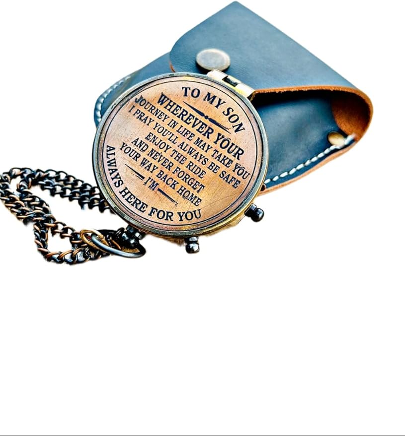 Antique Compass with Case for Camping and Hiking