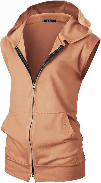 GIVON Women's Lightweight Hooded Vest Sleeveless 1/4 Zip Pullover Casual Hoodie Sweatshirt with Pockets