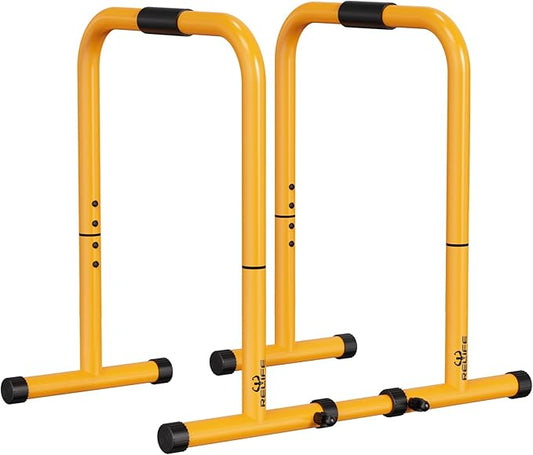 RELIFE REBUILD YOUR LIFE Dip Station Functional Heavy Duty Dip Stands Fitness Workout Dip bar Station Stabilizer Parallette Push Up Stand
