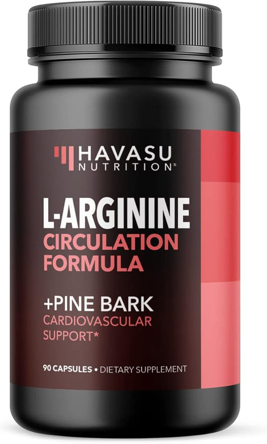 L-Arginine 1800mg and Pine Bark Extract 100mg - Nitric Oxide Supplement for Men - Performance Supplement for Men's Health - 90 Count - Endurance, Recovery Support - Vegan, Non-GMO Capsules
