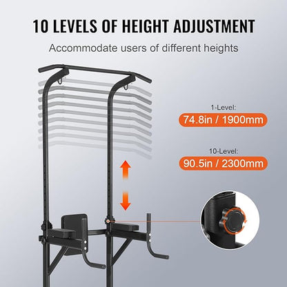 VEVOR Power Tower with Bench 10-Level Height 440LBS