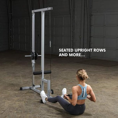 Powerline by Body-Solid (PLM180X) LAT Pull Down Machine - Home Gym with High & Low Pulleys, Heavy Gauge Steel Construction, Includes LAT and Low Row Bars