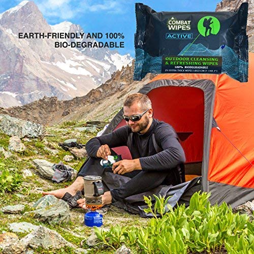Combat Wipes ACTIVE Outdoor Wet Wipes - Extra E(4 packs, 25 wipes