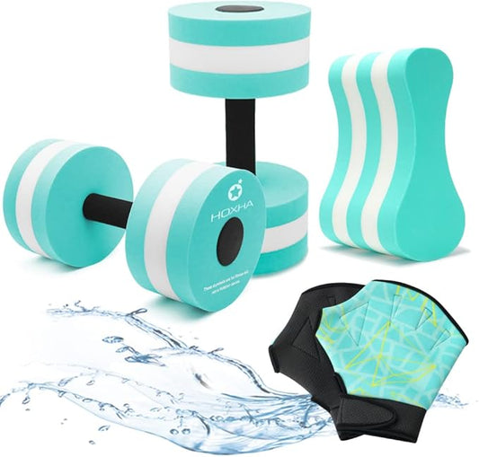 Aquatic Exercise Dumbell Set of 2 - Water Aerobic Exercise Foam Dumbbells Pool Resistance Fitness Equipment for Weight Loss