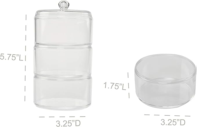 Home-X Cotton Ball and Swabs Holder 3-Level Apothecary